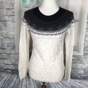 Talbots. Fair Isle Pattern Print Beaded Sweater